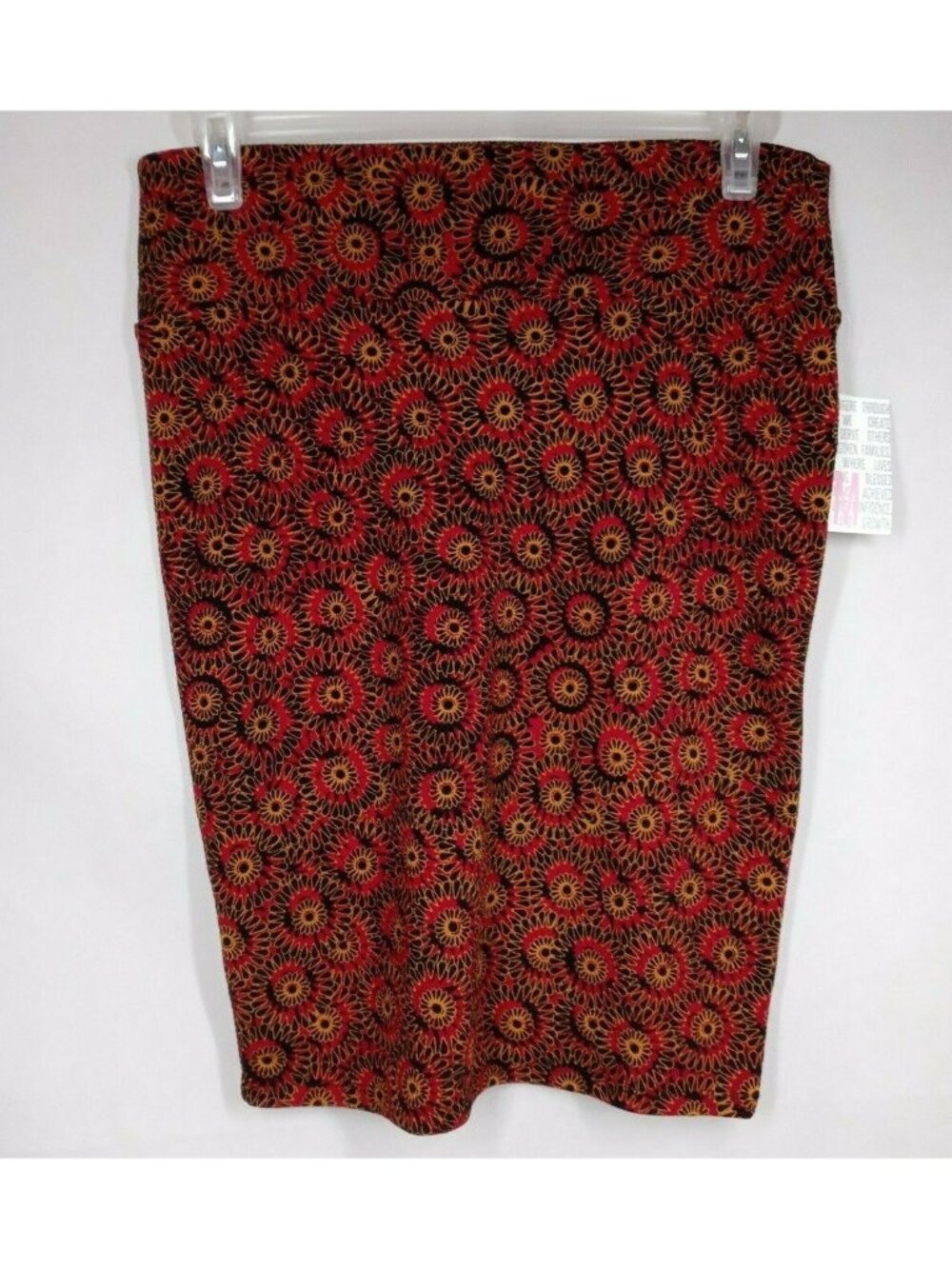 NWT LuLaRoe Cassie Skirt Fuschia With Black & Yellow Floral Design Size Medium